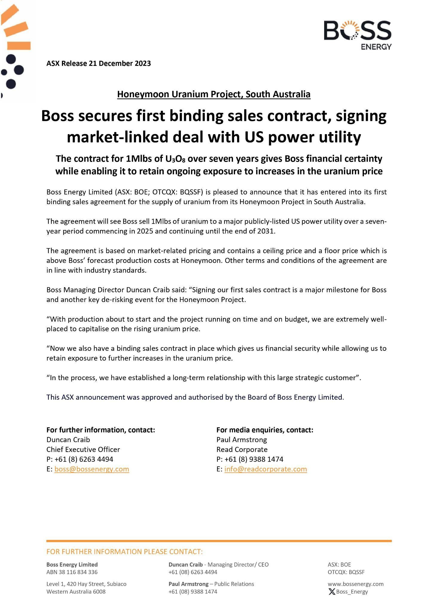 Boss Energy: Australia’s Next Top Uranium Miner in Making
